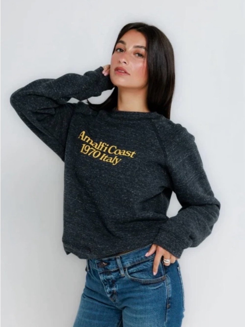 NWT Sunny Somewhere 'Amalfi Coast 1970 Italy' Graphic Crewneck Sweatshirt, Small - Picture 3 of 4